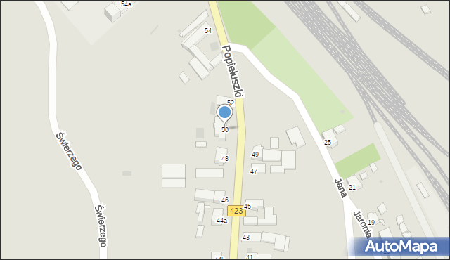 Opole, Popiełuszki Jerzego, bł. ks., 50, mapa Opola