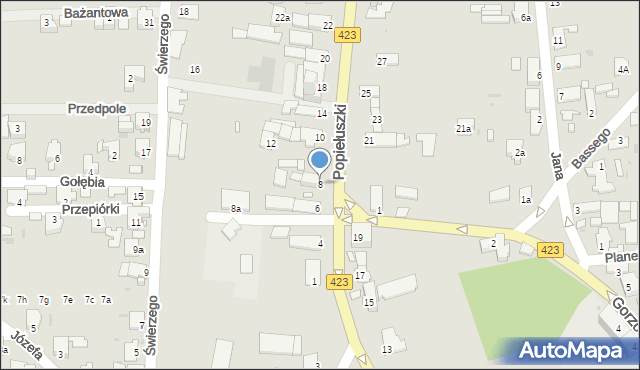 Opole, Popiełuszki Jerzego, bł. ks., 8, mapa Opola