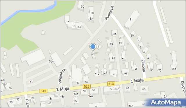 Orneta, Podleśna, 2, mapa Orneta