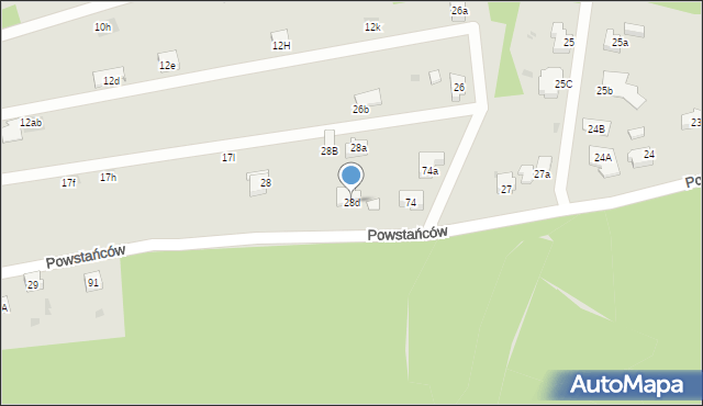 Orzesze, Powstańców, 28d, mapa Orzesze