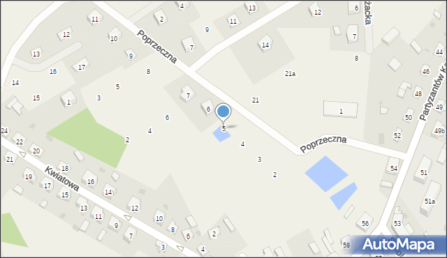 Osiek, Poprzeczna, 5, mapa Osiek