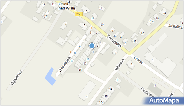 Osiek nad Wisłą, Pod Papugami, 7, mapa Osiek nad Wisłą