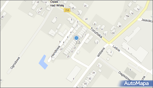 Osiek nad Wisłą, Pod Papugami, 8, mapa Osiek nad Wisłą