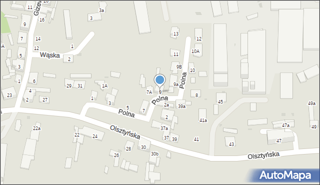 Ostróda, Polna, 9, mapa Ostróda