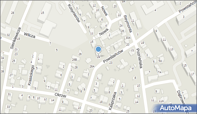 Ostrołęka, Powstańców, 24, mapa Ostrołęka