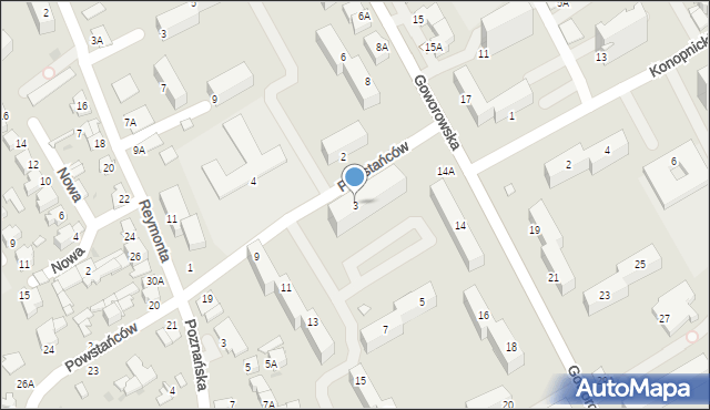 Ostrołęka, Powstańców, 3, mapa Ostrołęka