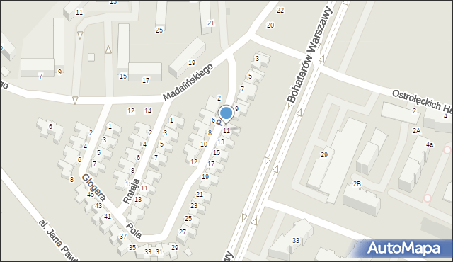 Ostrołęka, Pola Wincentego, 11, mapa Ostrołęka