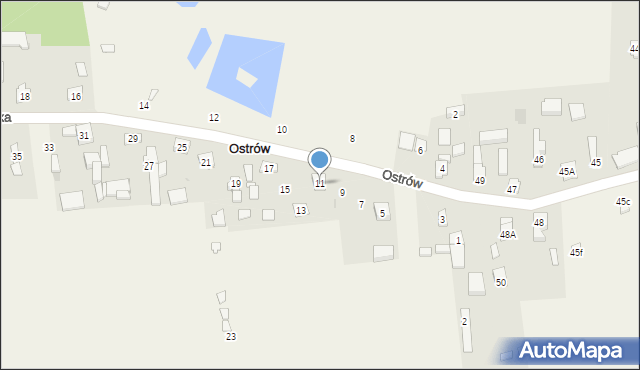Ostrów, Podmiejska, 11, mapa Ostrów
