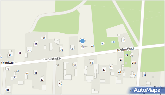 Ostrów, Podmiejska, 34, mapa Ostrów