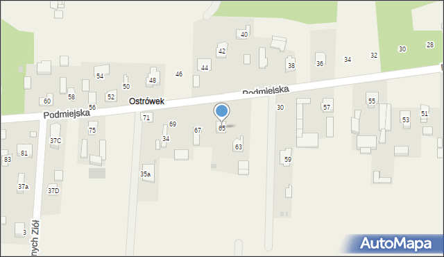 Ostrów, Podmiejska, 65, mapa Ostrów