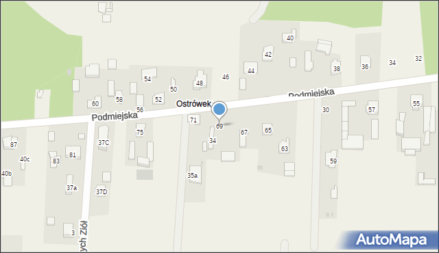 Ostrów, Podmiejska, 69, mapa Ostrów