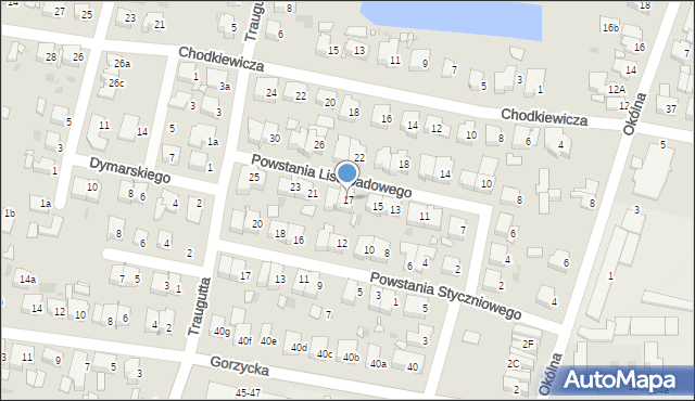 Ostrów Wielkopolski, Powstania Listopadowego, 17, mapa Ostrów Wielkopolski