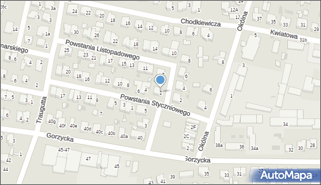 Ostrów Wielkopolski, Powstania Styczniowego, 2, mapa Ostrów Wielkopolski