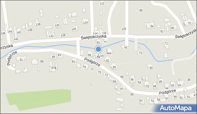 Ostrowiec Świętokrzyski, Podgórze, 64, mapa Ostrowiec Świętokrzyski