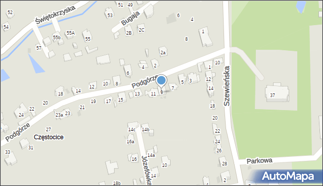 Ostrowiec Świętokrzyski, Podgórze, 9, mapa Ostrowiec Świętokrzyski
