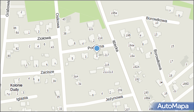 Ostrowiec Świętokrzyski, Podleśna, 1, mapa Ostrowiec Świętokrzyski