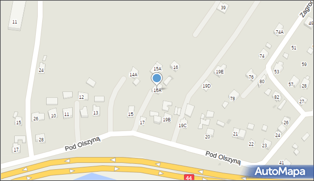Oświęcim, Pod Olszyną, 16A, mapa Oświęcimia