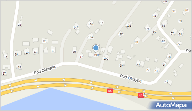 Oświęcim, Pod Olszyną, 19B, mapa Oświęcimia