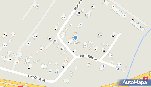 Oświęcim, Pod Olszyną, 28, mapa Oświęcimia