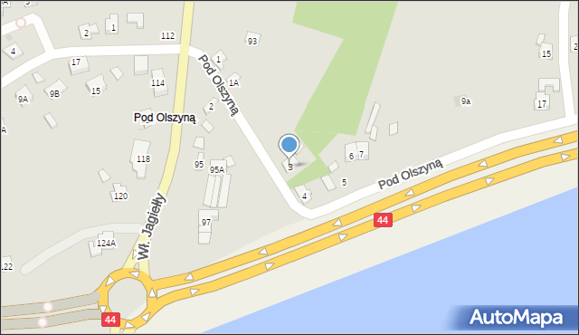 Oświęcim, Pod Olszyną, 3, mapa Oświęcimia