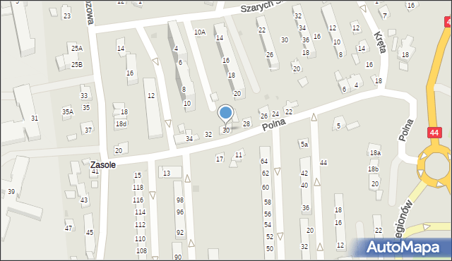 Oświęcim, Polna, 30, mapa Oświęcimia