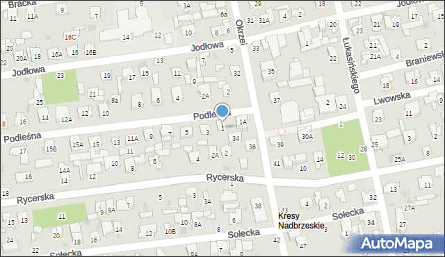 Otwock, Podleśna, 1, mapa Otwock