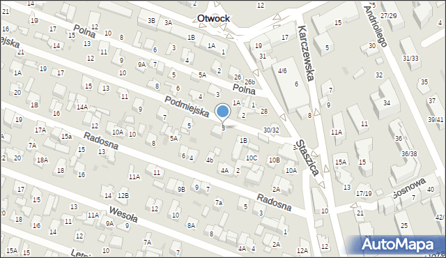 Otwock, Podmiejska, 3, mapa Otwock
