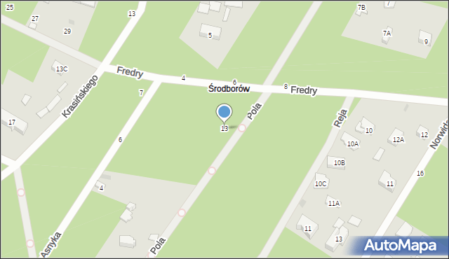 Otwock, Pola Wincentego, 13, mapa Otwock