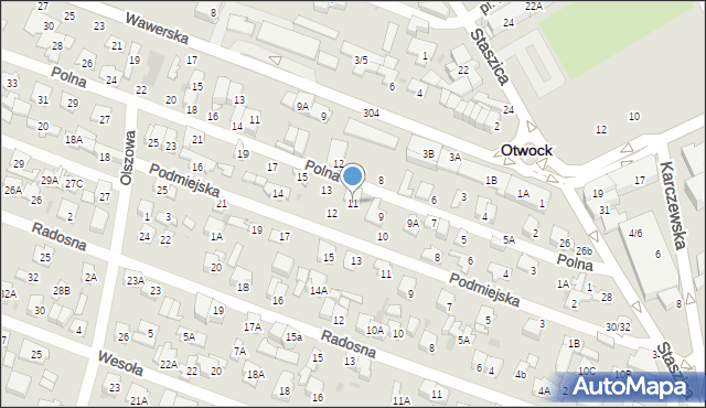 Otwock, Polna, 11, mapa Otwock
