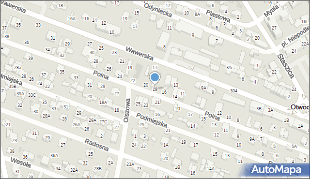 Otwock, Polna, 18, mapa Otwock