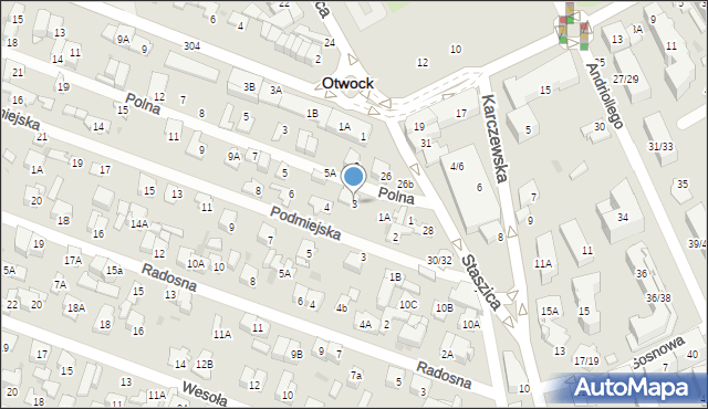 Otwock, Polna, 3, mapa Otwock