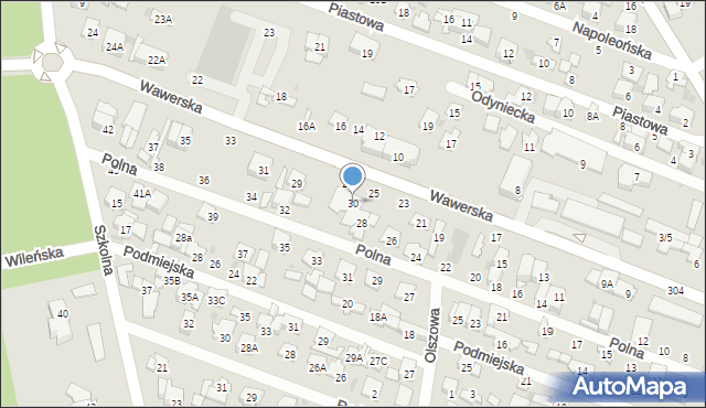 Otwock, Polna, 30, mapa Otwock