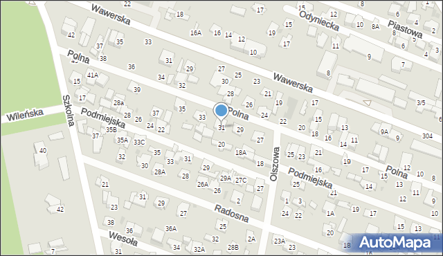 Otwock, Polna, 31, mapa Otwock