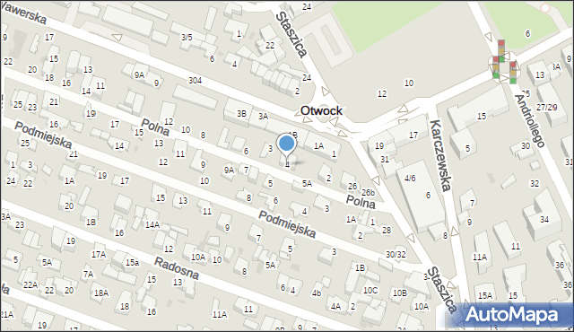 Otwock, Polna, 4, mapa Otwock