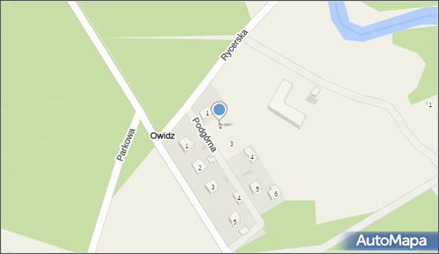 Owidz, Podgórna, 2, mapa Owidz