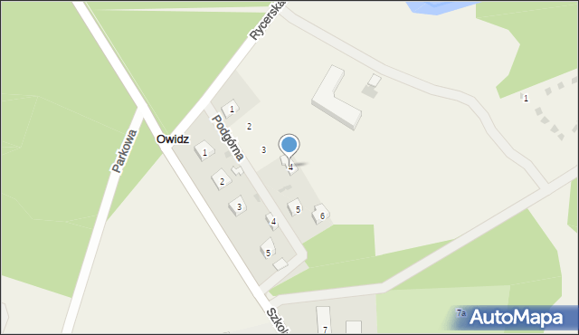 Owidz, Podgórna, 4, mapa Owidz