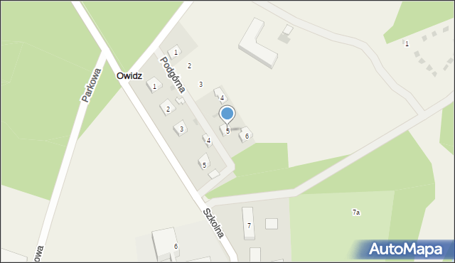 Owidz, Podgórna, 5, mapa Owidz