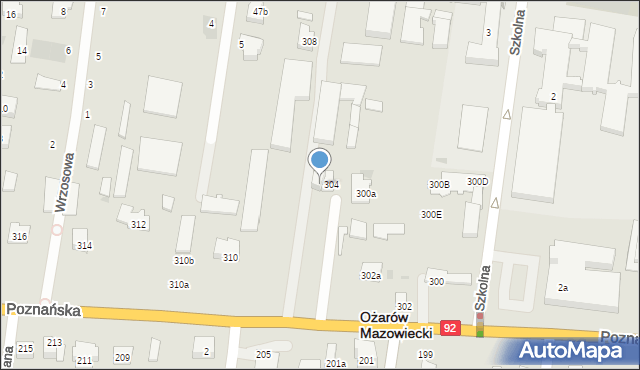 Ożarów Mazowiecki, Poznańska, 306, mapa Ożarów Mazowiecki