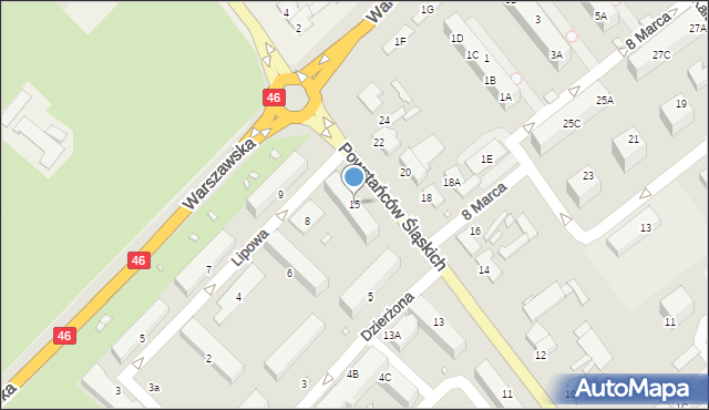 Ozimek, Powstańców Śląskich, 15, mapa Ozimek