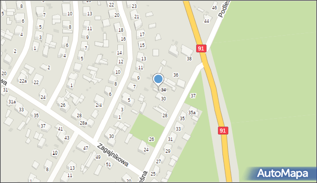 Ozorków, Podleśna, 32, mapa Ozorków