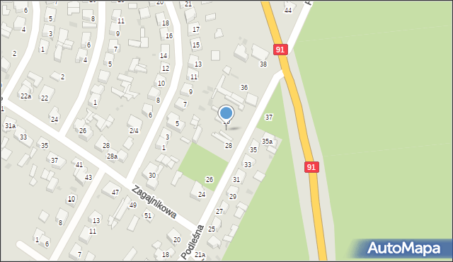 Ozorków, Podleśna, 32a, mapa Ozorków