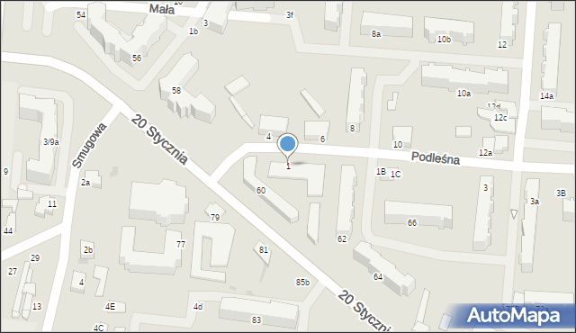 Pabianice, Podleśna, 1, mapa Pabianic