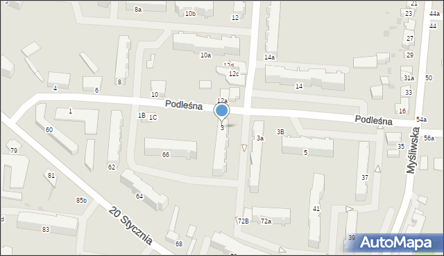 Pabianice, Podleśna, 3, mapa Pabianic