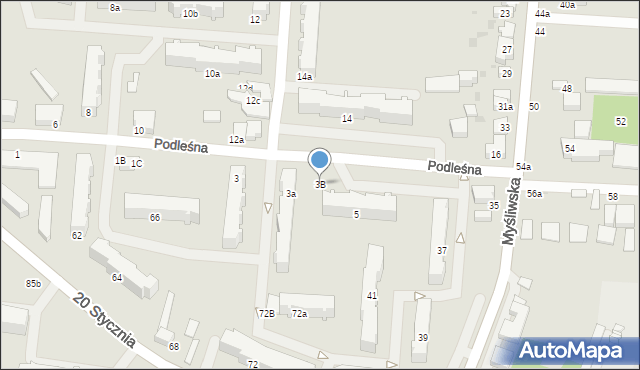 Pabianice, Podleśna, 3B, mapa Pabianic