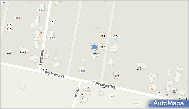 Pabianice, Podmiejska, 107C, mapa Pabianic