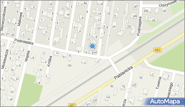 Pabianice, Podmiejska, 3, mapa Pabianic