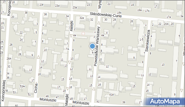 Pabianice, Powstańców Warszawy, 7, mapa Pabianic