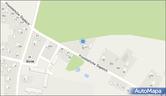 Paniówki, Powstańców Śląskich, 34, mapa Paniówki