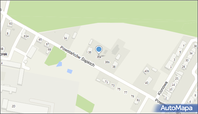 Paniówki, Powstańców Śląskich, 36a, mapa Paniówki