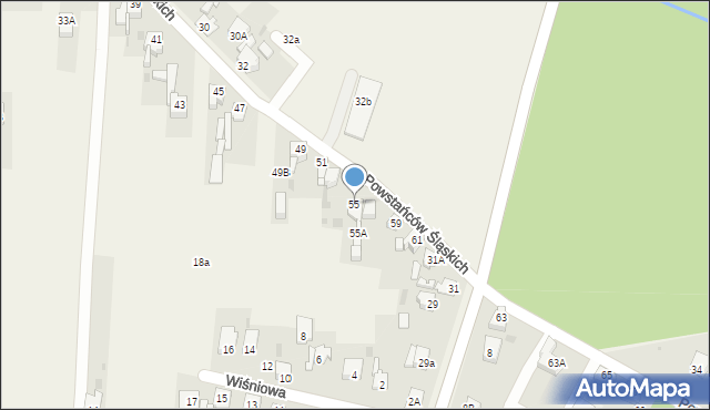 Paniówki, Powstańców Śląskich, 55, mapa Paniówki